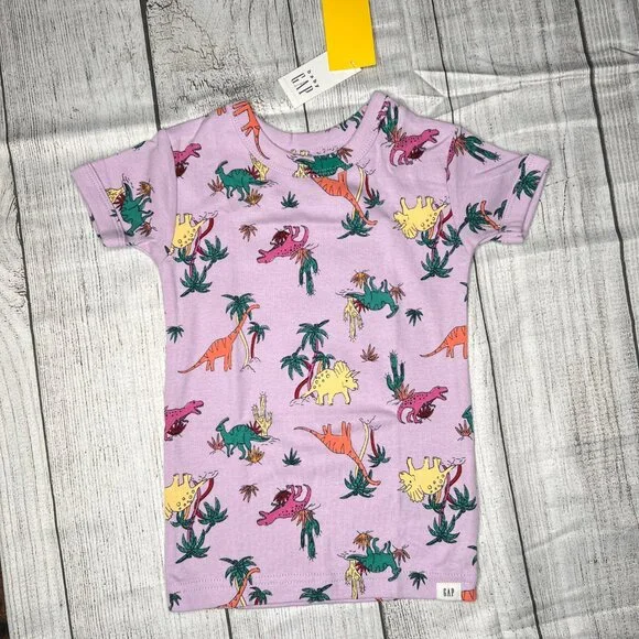 NWT Baby Gap 2 Piece Pjs lavender dinosaur print size 2T - Picture 6 of 11